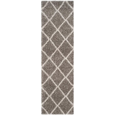 Safavieh 2 ft. 3 in. x 22 ft. Hudson Shag Power Loomed Runner Area Rug; Grey & Ivory SGH281B-222